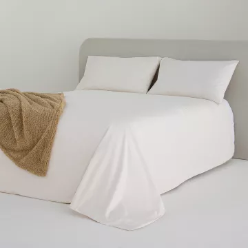 funda edredón nórdico liso beige percal algodón 200 hilos