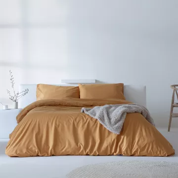Funda edredón nórdico ocre liso percal 200 hilos 2