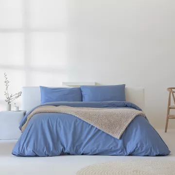 funda edredón nórdico liso azul percal algodón 200 hilos 2