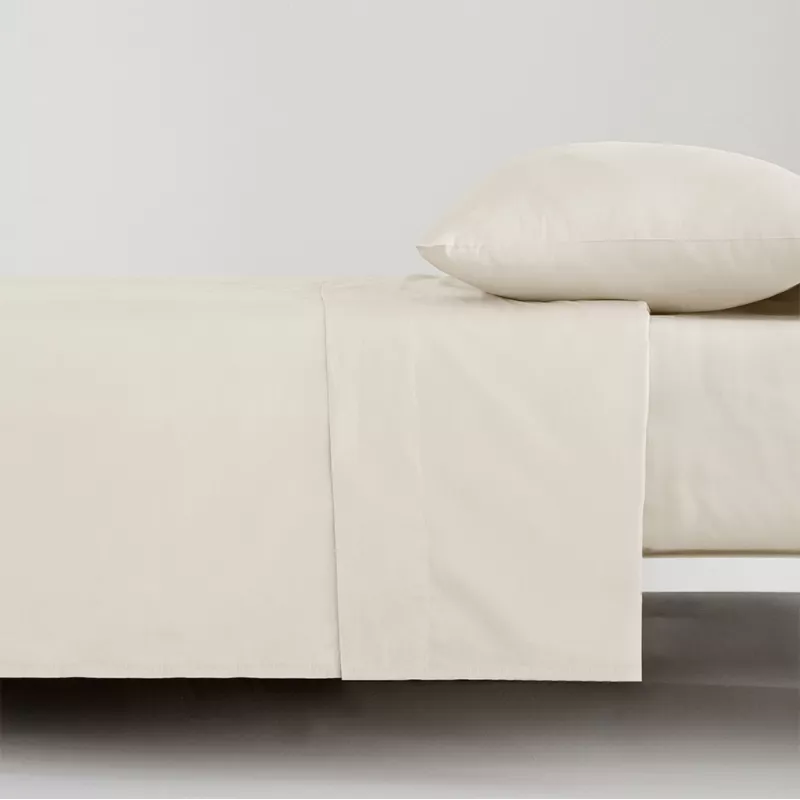 juego de cama sábanas lisa beige percal algodón 200 hilos