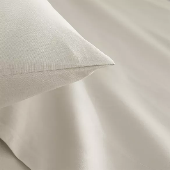 juego de sábanas lisas suaves y resistentes beige percal algodón 200 hilos