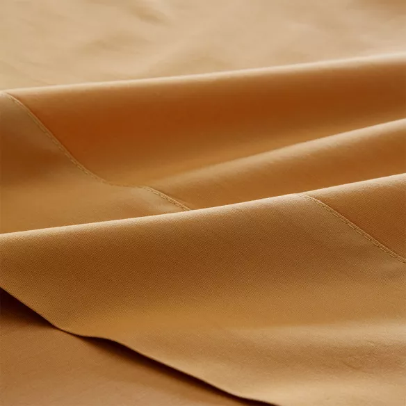 juego de sábanas ocre liso percal algodón 200 hilos