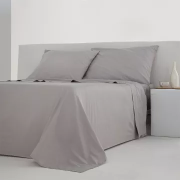 juego de sábanas liso gris percal algodón 200 hilos