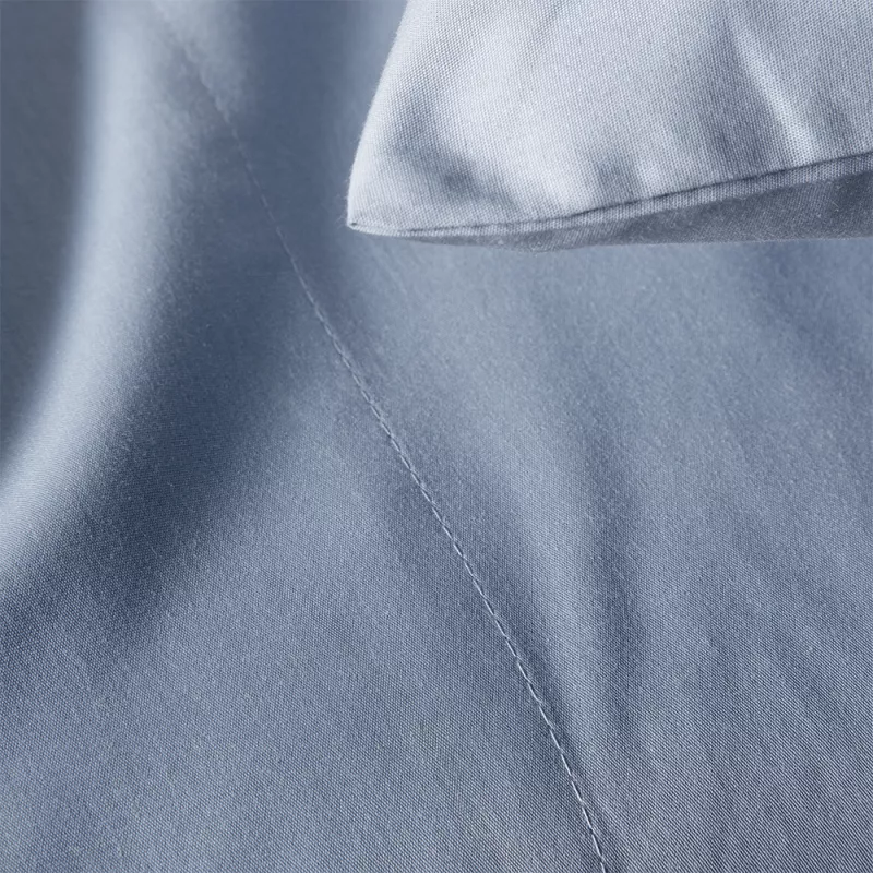 juego de sábanas azul liso percal algodón 200 hilos