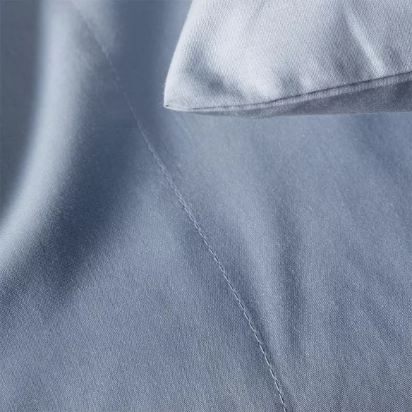 juego de sábanas azul liso percal algodón 200 hilos