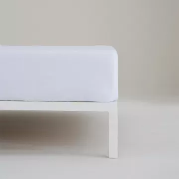 Sábana bajera ajustable blanco 4 puntos ajuste percal algodón 200 hilos