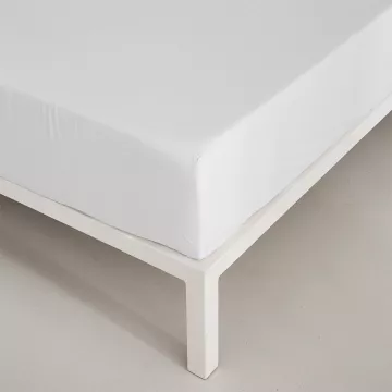 Sábana bajera ajustable blanco 4 puntos ajuste percal algodón 200 hilos 2