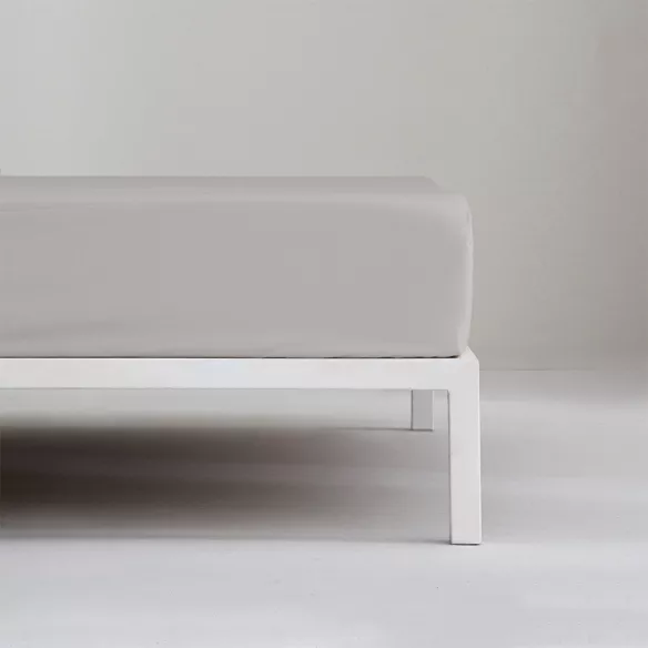 sábana bajera ajustable gris percal algodón 200 hilos