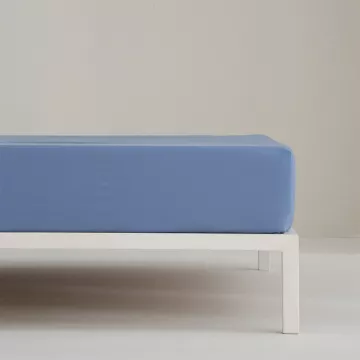 sábana bajera ajustable azul percal algodón 200 hilos