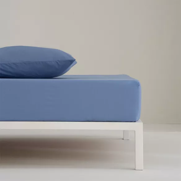 bajera ajustable azul percal algodón 200 hilos