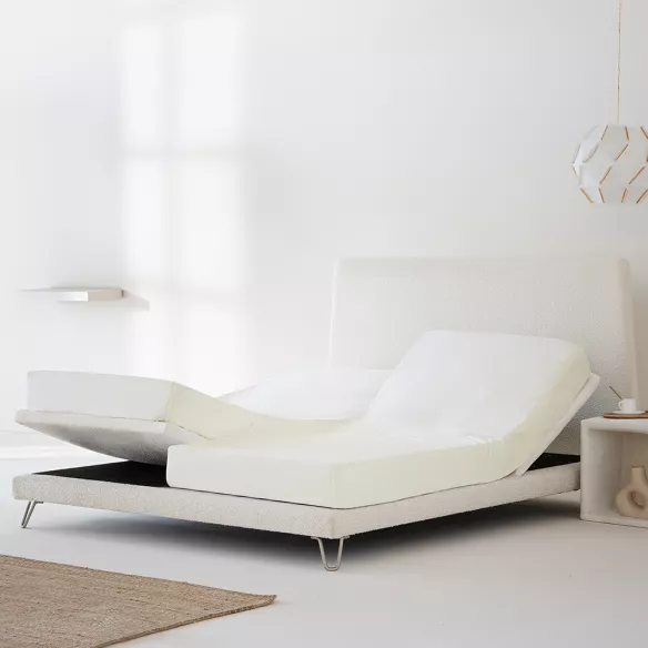 sábana bajera camas dobles articuladas beige percal algodón 200 hilos