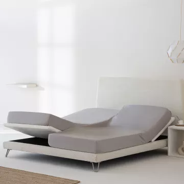 sábana camas dobles articuladas gris percal algodón 200 hilos