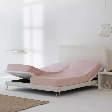 sábana bajera camas dobles articuladas rosa percal algodón 200 hilos