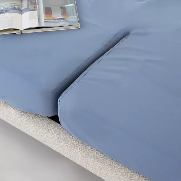 sábana bajera pantalón azul 8 puntos de ajuste algodón