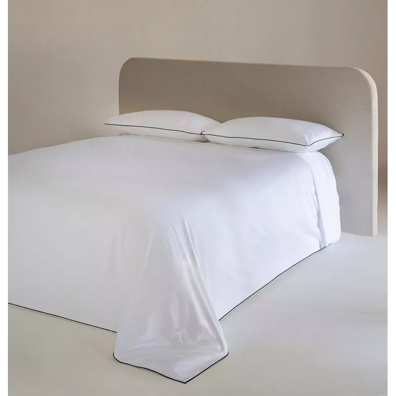 Funda edredón nórdico satén 300 hilos blanco con filo negro