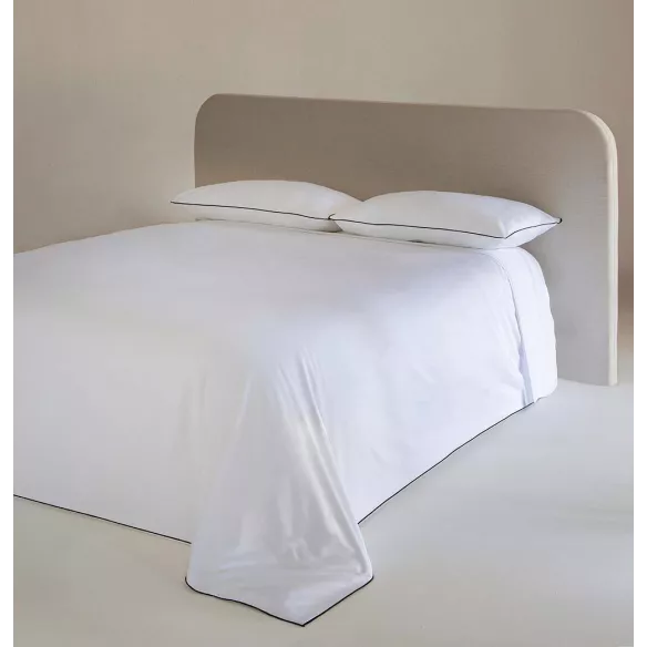 Funda edredón nórdico satén 300 hilos blanco con filo negro