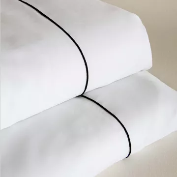 Funda edredón nórdico satén 300 hilos blanco con filo negro 2