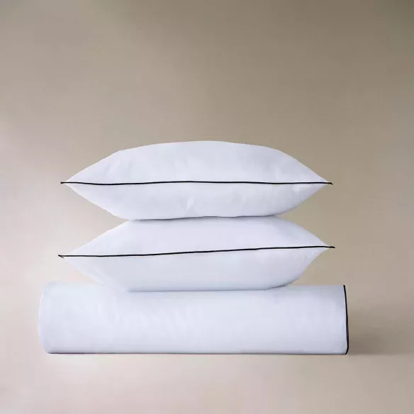 jugo de cama blanco con filo negro 300 hilos satén