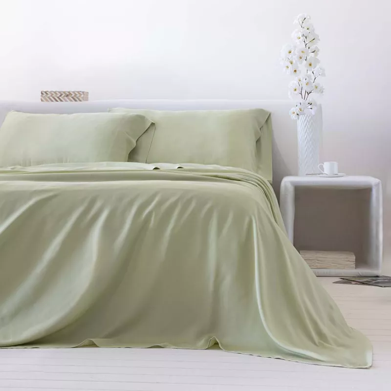 juego de cama verde bambú orgánico