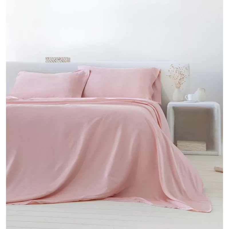 juego de cama bambú orgánico color nude rosa 300 hilos