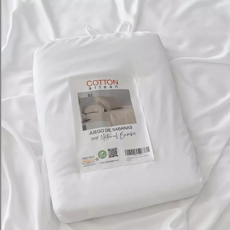 juego cama bambú orgánico blanco suave y ligero