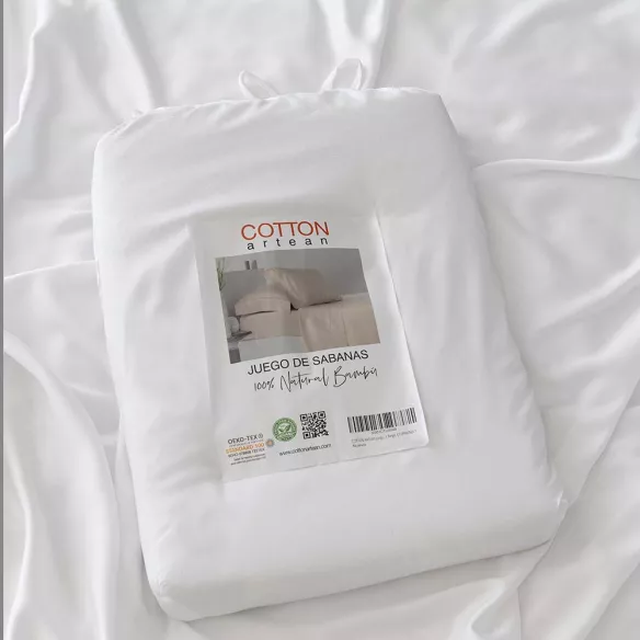 juego cama bambú orgánico blanco suave y ligero