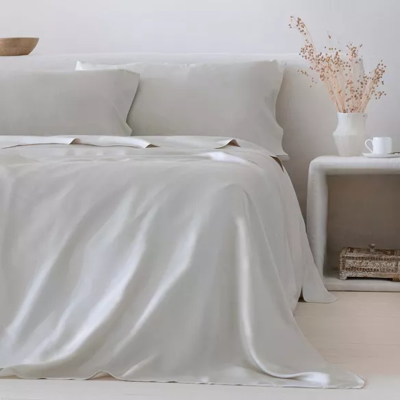 juego de cama bambú orgánico beige suave y ligero