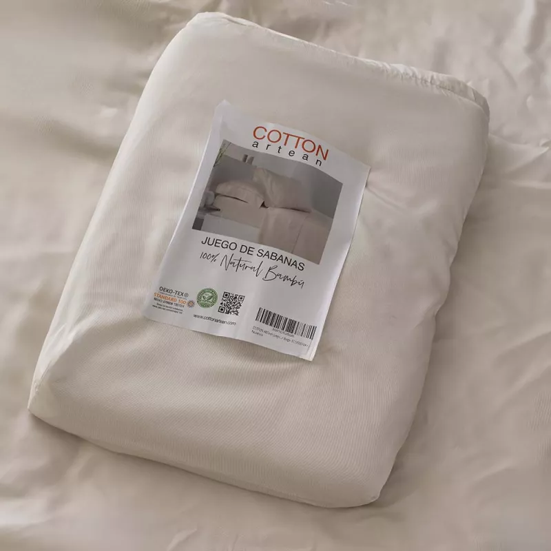juego sábanas orgánico de bambú beige 300 hilos