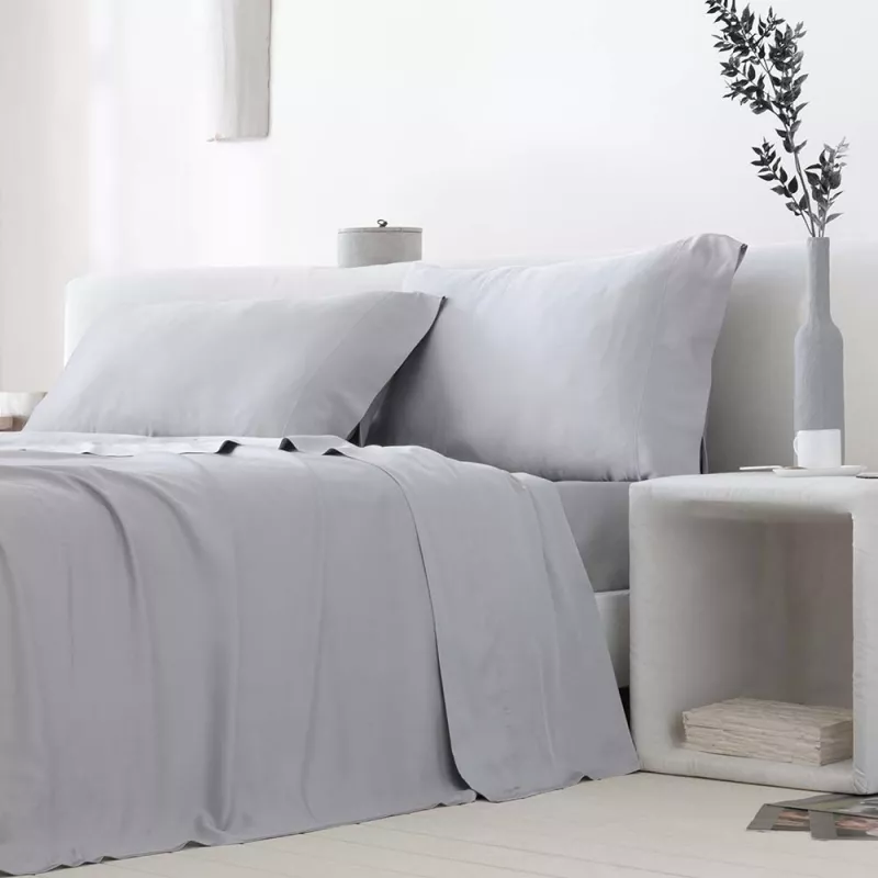juego de sábanas bambú orgánico gris suave y ligero 300 hilos
