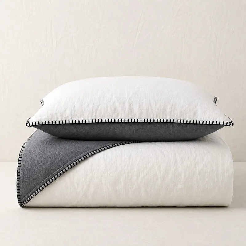 funda nórdica dos colores blanco y gris